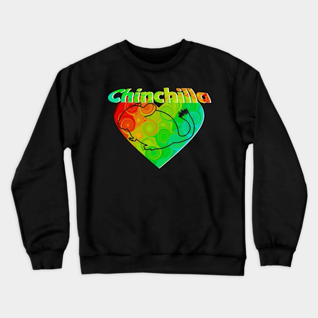 Chinchilla with heart gift animal lover rodent Crewneck Sweatshirt by Littlelimehead